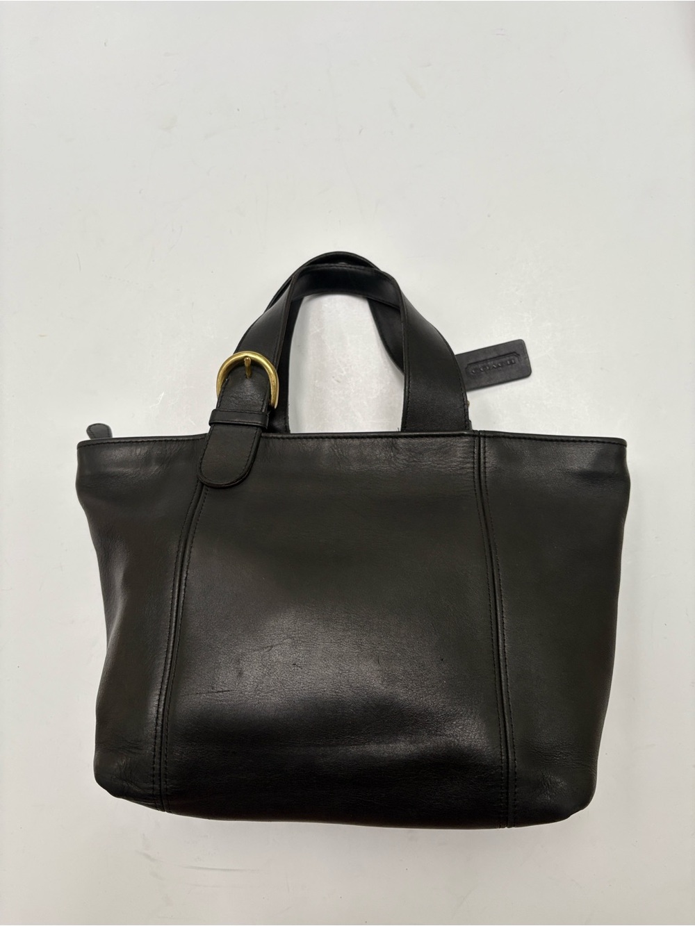 Vintage Coach Mini Waverly Tote 4133 Black Leather, Brass Hardware - Very Good! - Picture 4 of 8